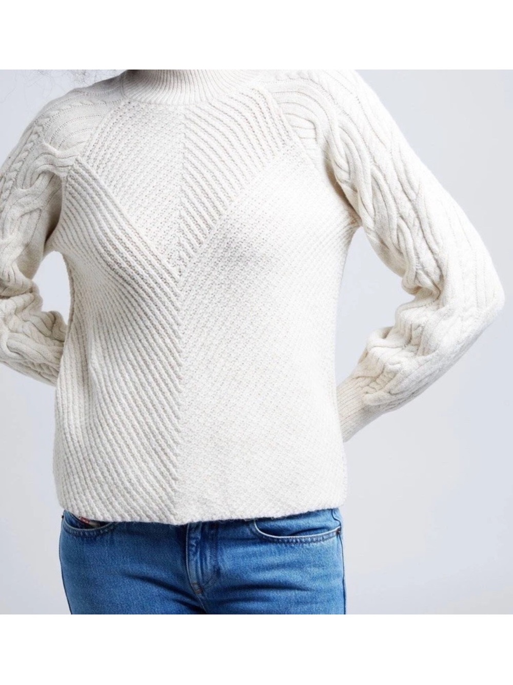 New Sz Extra Large  “Only” From Turkey White Gray Pullover Knit Sweater Womens